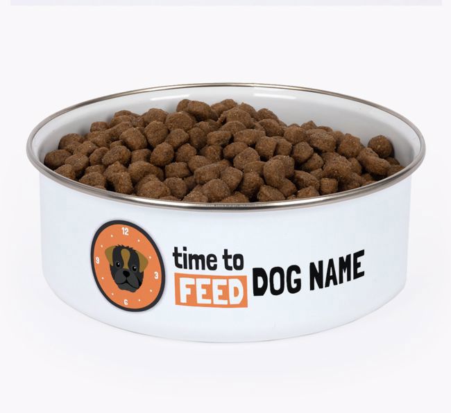 Time To Feed: Personalised {breedFullName} Enamel Dog Bowl